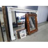 +VAT (6) Large rectangular bevelled mirror, white painted frame