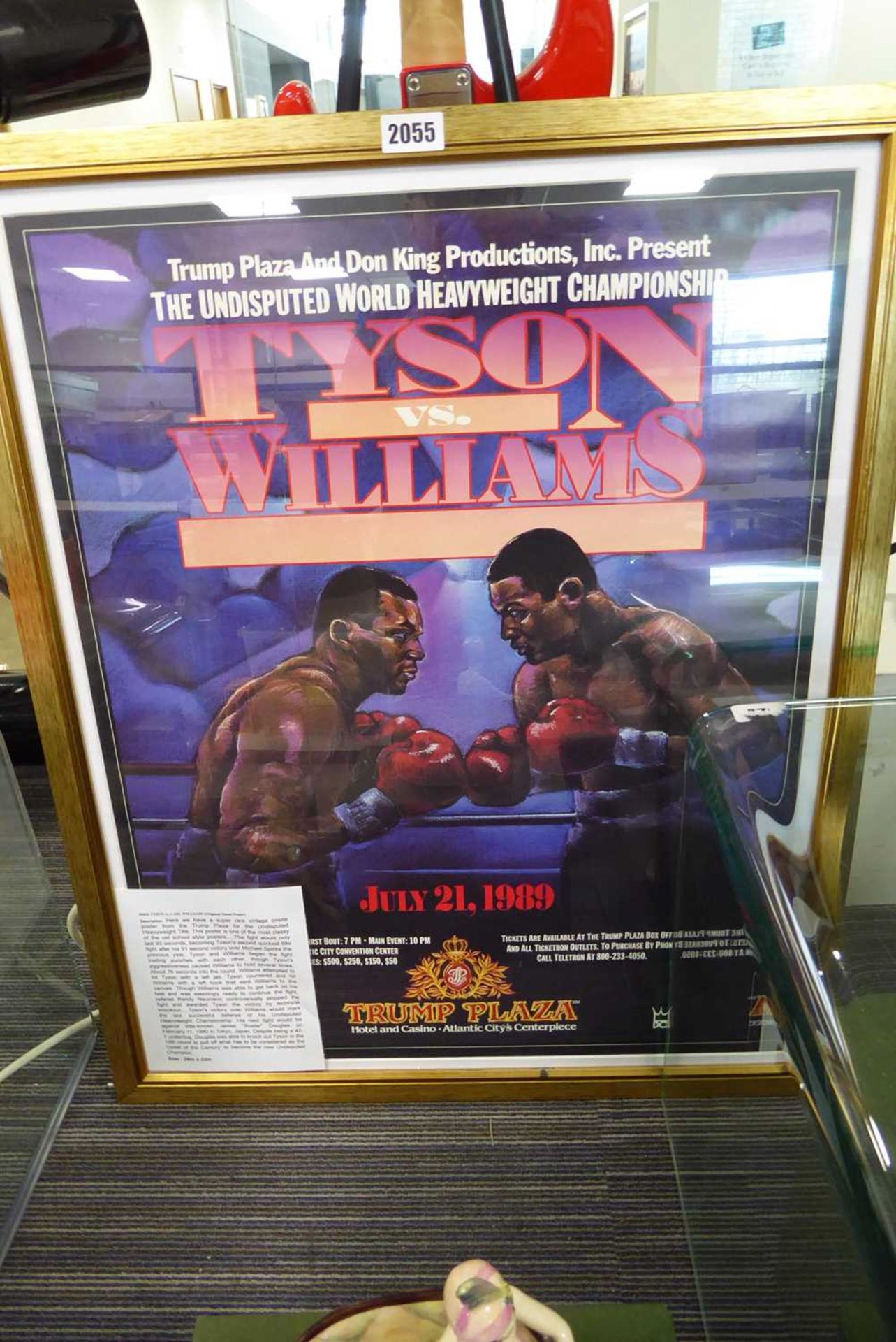 Original framed poster of Tyson vs Williams July 1989 from Trump Plaza