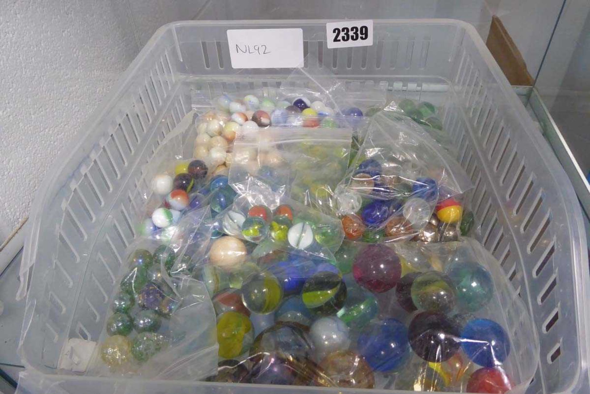 Tray of marbles