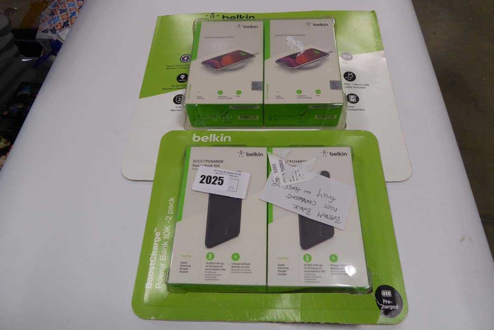 +VAT Belkin twin pack boost charge powerbanks and 2 Belkin wireless charging pads in boxes