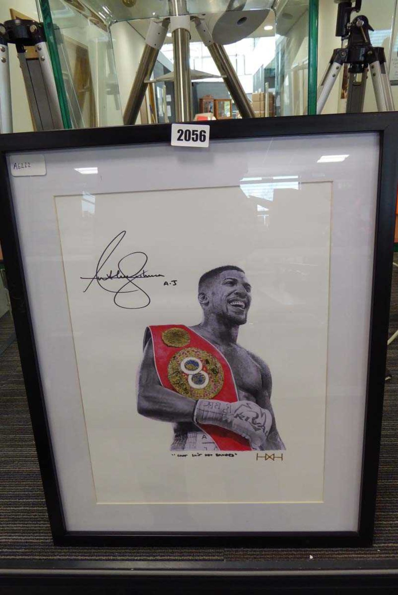 Framed limited edition print of Anthony Joshua by H.X.H (signed by Anthony Joshua). Artist Nathan