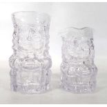 Two Whitefriars clear glass toby jugs, max h. 16 cm (2)