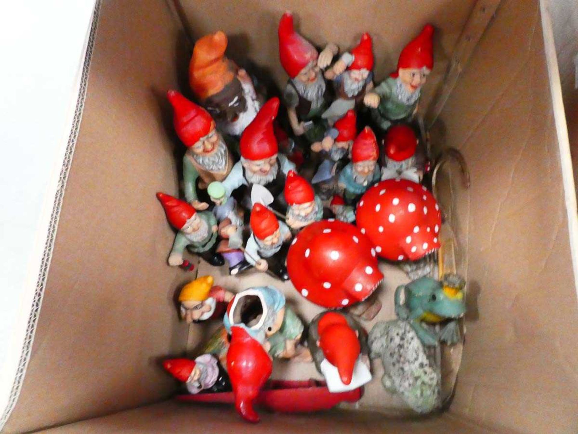 Large box of vintage gnomes