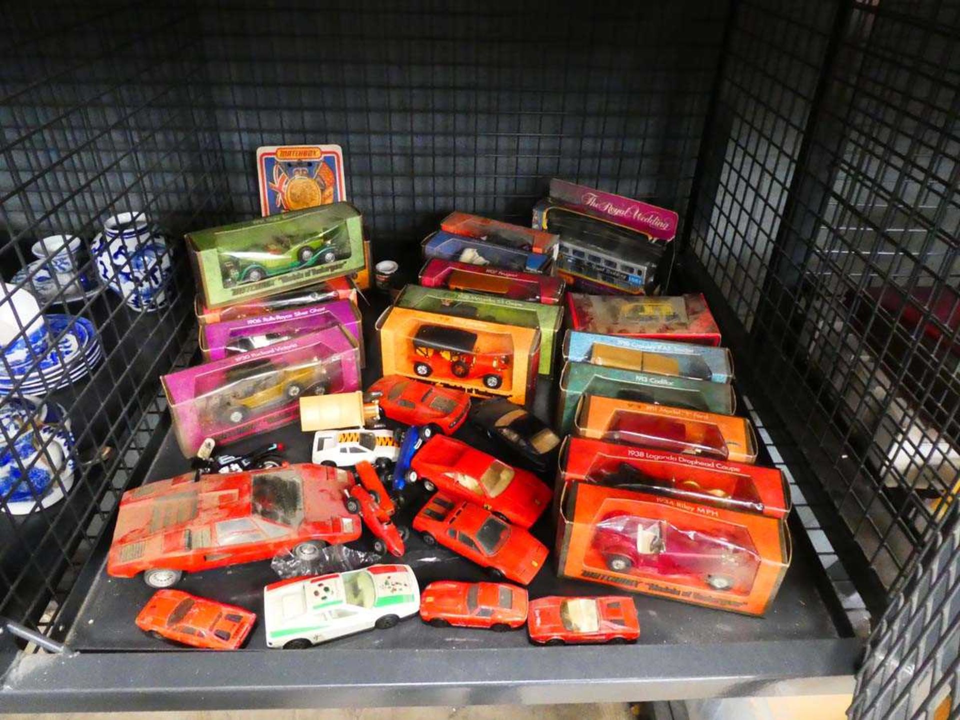 Cage of collectible diecast cars