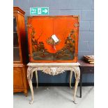 Oriental style drinks cabinet on stand