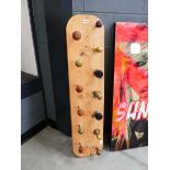 Pine and metal hanging rack formed from door handles