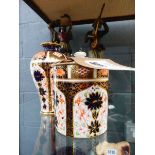 +VAT Royal Crown Derby vase plus a lidded pot (a/f)