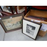Quantity of watercolours and engravings to include Bedford Bridge, abbys and churches