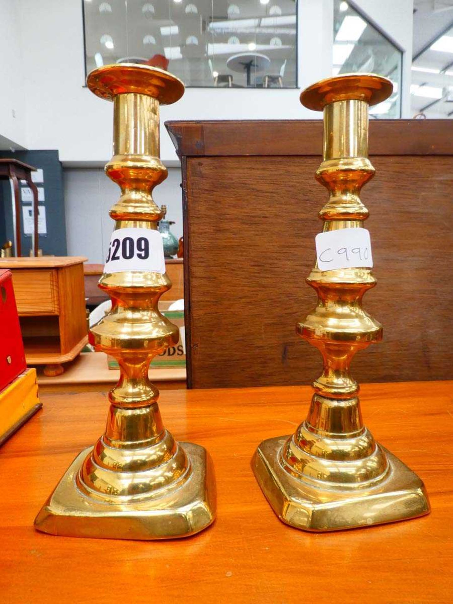 Pair of brass candlesticks