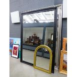 +VAT (9) Large rectangular bevelled mirror in black painted frame