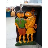 Carved naive panel - Mickey and Minnie Mouse