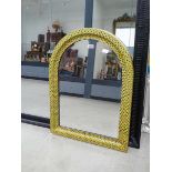 Dome topped mirror in painted floral frame