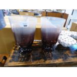 +VAT Pair of large 2 tone glass vases, boxed