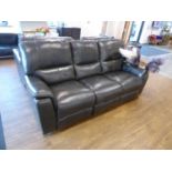 +VAT Dark grey leather upholstered lounge suite comprising 3 seater sofa and 2 matching armchairs