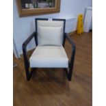 +VAT Modern beige upholstered rocking chair on black ash frame