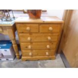 Small modern pine chest of 2 over 3 drawers