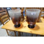 +VAT Pair of two tone glass vases