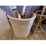 Wicker twin handled laundry basket