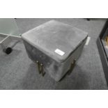 +VAT Modern suede upholstered storage box on brass supports