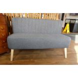 +VAT Modern grey upholstered 2 seater sofa on tapered supports
