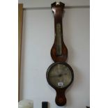 Edwardian inlaid mahogany cased banjo barometer by A. Pinchetti & Co., London