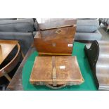 3 various caddies and small leather case