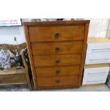 Mid century walnut and teak effect chest of 5 drawers; part of the Architectural Modern Range by