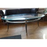 Modern oval glass top coffee table