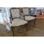 Pair of cream button back upholstered bedroom chairs