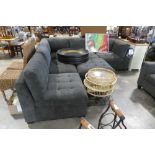 +VAT Grey suede upholstered corner sofa system with matching storage footstool
