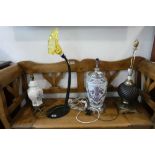 4 various table lamps