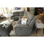 +VAT Grey suede upholstered electric reclining corner sofa system