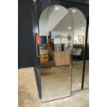 +VAT Black framed arch topped floor standing mirror