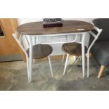 +VAT White metal framed 2 seater bistro table with 2 nesting chairs