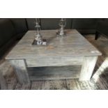 +VAT Modern square 2 tier coffee table in a mottled wood finish