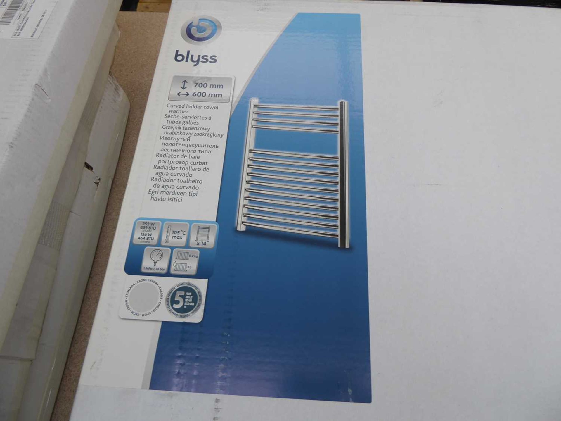 +VAT Blyss 700x600mm curved ladder towel warmer - Image 2 of 2