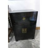 Small modern Tsang style black wooden bedside table