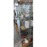 Modern glass column display cabinet with 3 interior shelves