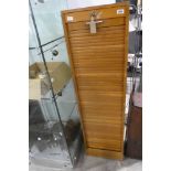 Mid century teak and oak tambour fronted storage unit