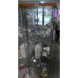 Modern glass column display cabinet with 3 interior shelves