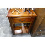 Dark stained wooden side unit with 1 drawer