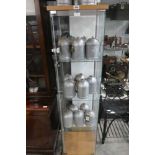 Modern glass column display cabinet with 3 interior shelves