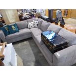 +VAT Large grey L-shaped sofa and matching footstool