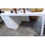 Modern white gloss desk with single pedestal