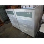 Pair of modern white bedroom chests of 4 drawers