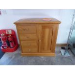 Modern pine cabinet with 4 drawers and cupboard