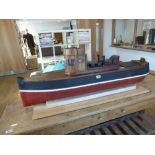 Hand built wooden model tug boat, 1 metre long