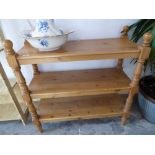 Reproduction pine 3 shelf unit on turned supports