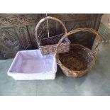 3 various wicker baskets