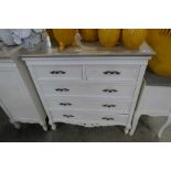 Modern white chest of 2 over 3 drawers with lime washed surface (Laura Ashley)